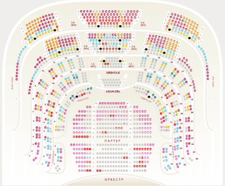 План - схема зала и зрительских мест Национальный академический театр оперы и балета Украины имени Т. Шевченко