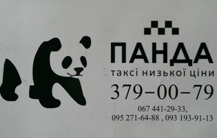 Визитка дешевого такси Киева (Панда-такси) Панда такси Киев