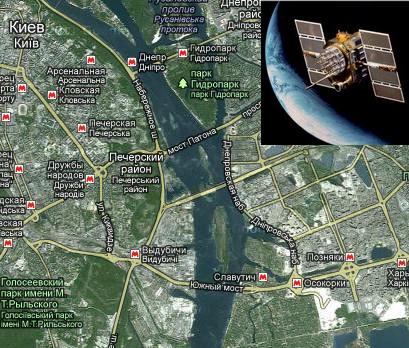 Satelitná mapa Kyjeva