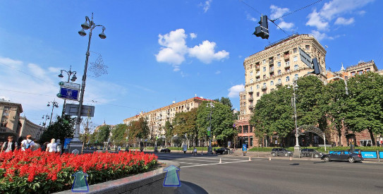 Сферическая панорама улиц Крещатик и Б. Хмельницкого