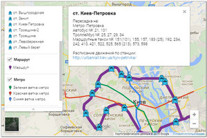 Интерактивная схема городской электрички Киева